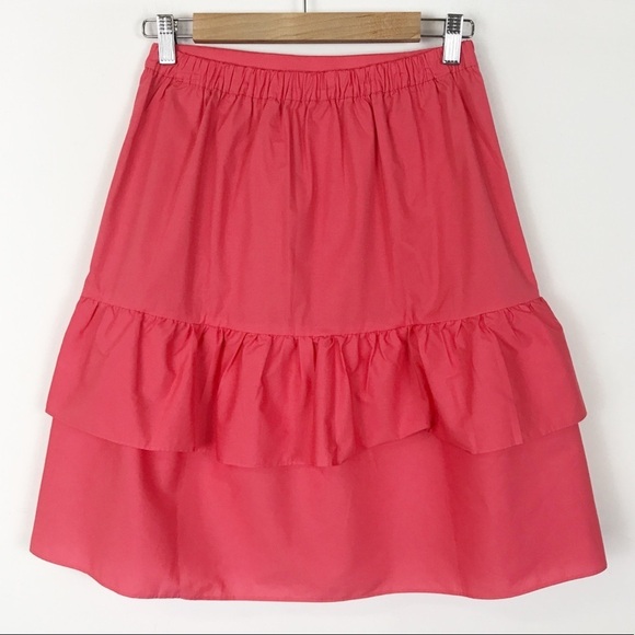 NWT J.Crew Tiered Ruffle Skirt in Papaya Size 2 - Picture 3 of 8
